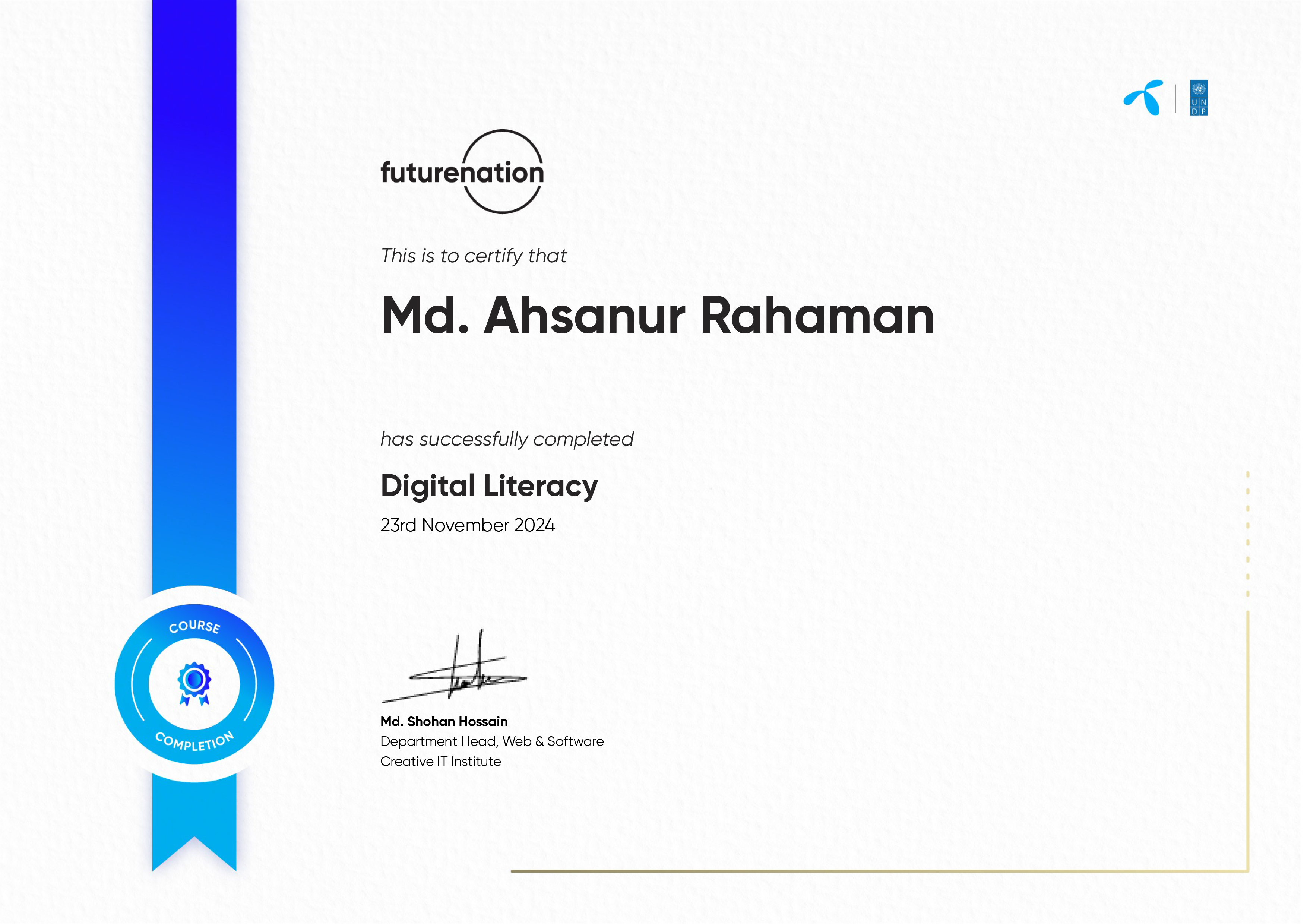 Digital Literacy-CERTIFICATE